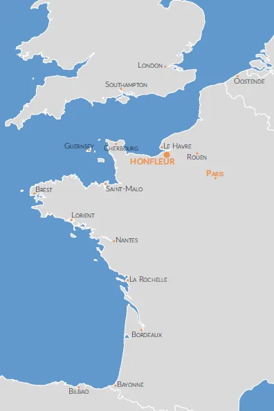 Croisières Normandie Honfleur au centre_carte