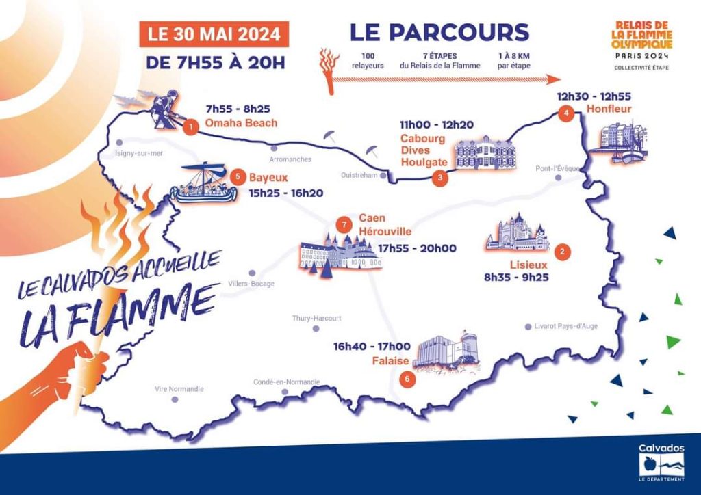 Parcours flamme olympique Calvados_Normandie