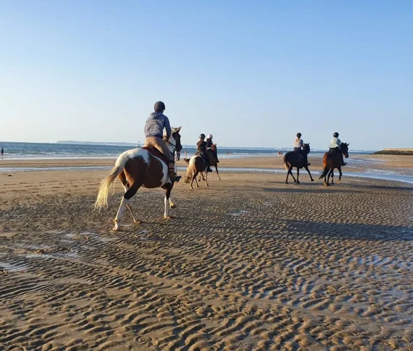 Promenade à cheval sur la plage_centre équestre de la Morelle